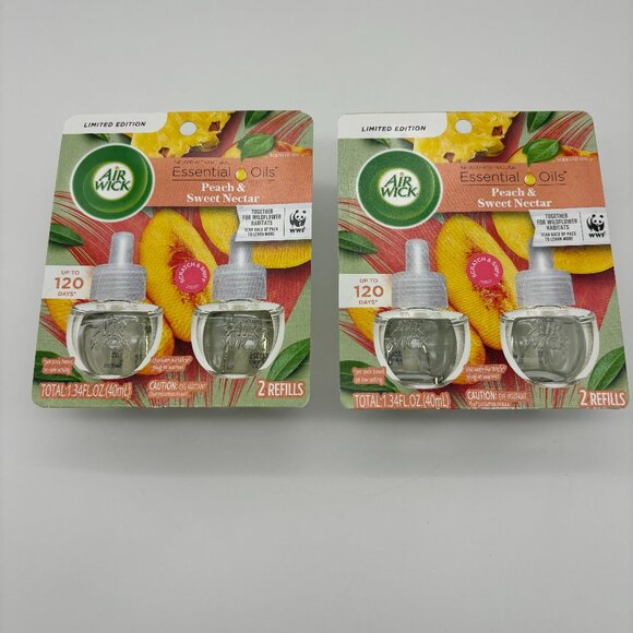 Air Wick Plug In Scented Oil 2pk Refill, Peach & Sweet Nectar Limited Edition x2 - Picture 1 of 2